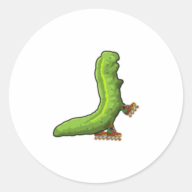 Sticker Rond Caterpillar en Patinage en ligne avec Patins en li (Devant)
