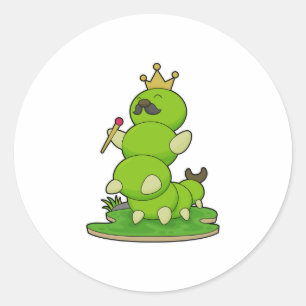 Sticker Rond Caterpillar en roi avec Couronne