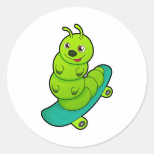 Sticker Rond Caterpillar en skateboard