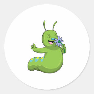 Sticker Rond Caterpillar with Flower