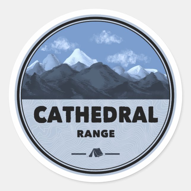 Sticker Rond Cathedral Range California Camping (Devant)