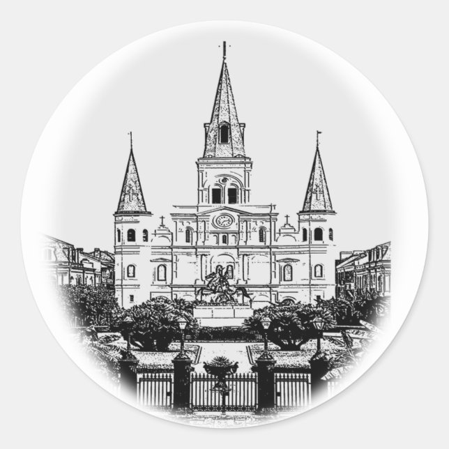 Sticker Rond Cathédrale Saint-Louis Jackson Carré Nouvelle-Orlé (Devant)