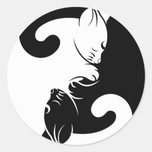 Sticker Rond Cats yin yang