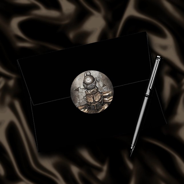 Sticker Rond Cauldron à vapeur orné | Spellbooks et horloges (Créateur téléchargé)