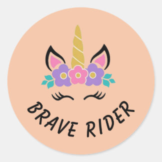 Sticker Rond Cavalier Brave Licorne - Pêche