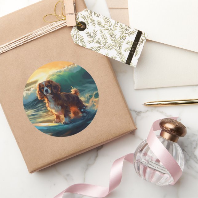 Sticker Rond Cavalier King Beach Surf Peinture (Cadeaux)
