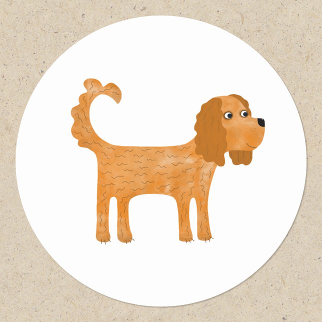 Sticker Rond Cavalier King Charles Spaniel Chien (Cavalier King Charles Spaniel dog stickers)