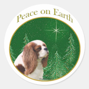Sticker Rond Cavalier King Charles Spaniel Paix