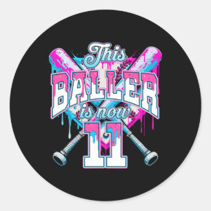 Sticker Rond Ce Baller Est Maintenant 11 Ice Cream Baseball Dri