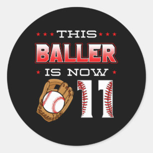Sticker Rond Ce Baller Est Maintenant 11 Thème De Baseball Py 1