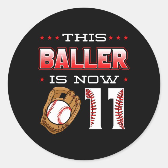 Sticker Rond Ce Baller Est Maintenant 11 Thème De Baseball Py 1 (Devant)