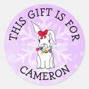 Sticker Rond Ce cadeau est pour Noël mignon de lapin