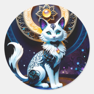 Sticker Rond Ce chat imaginaire en fibre est vraiment une oeuvr
