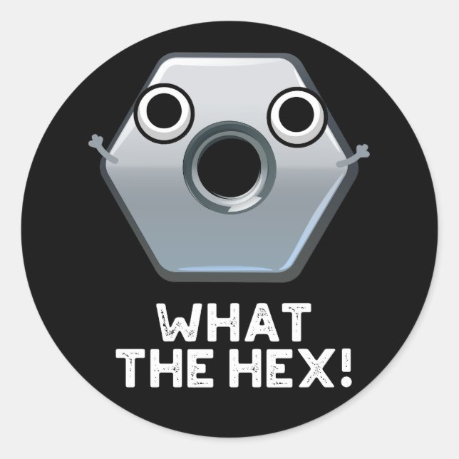Sticker Rond Ce Hexagon Hex Funny Forme Pun Dark BG (Devant)