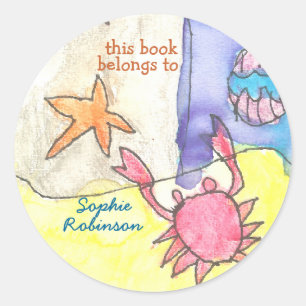 Sticker Rond "Ce livre appartient à" ex-libris marin