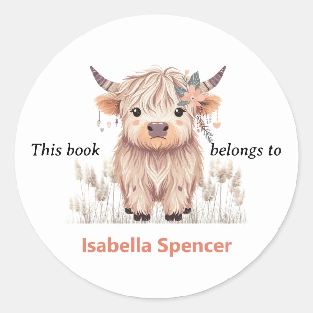 Sticker Rond Ce Livre Appartient À La Vache Moderne Des Hautes  (Devant)