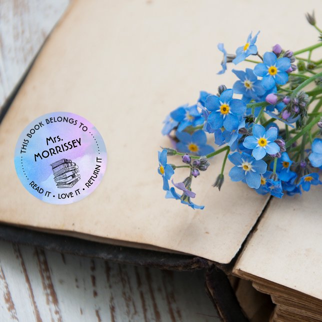 Sticker Rond Ce Livre Appartient À Personalized Purple (Créateur téléchargé)