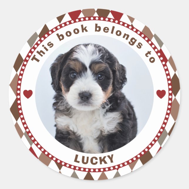 Sticker Rond Ce Livre Appartient Aux Enfants Personnalisé Nom P (Devant)