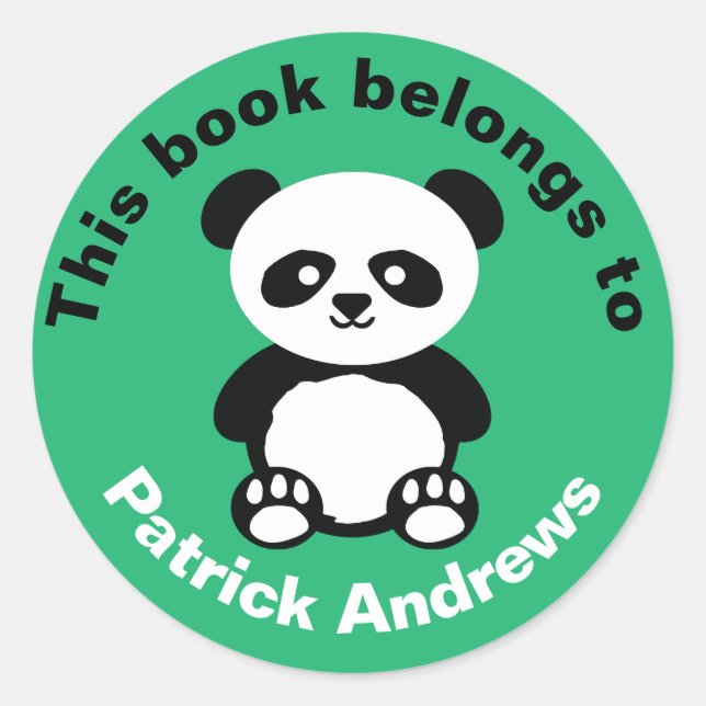 Sticker Rond Ce Livre Appartient Aux Garçons Panda Bear Kawaii  (Devant)