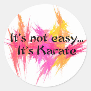 Sticker Rond Ce n'est pas facile - Karate (rose)
