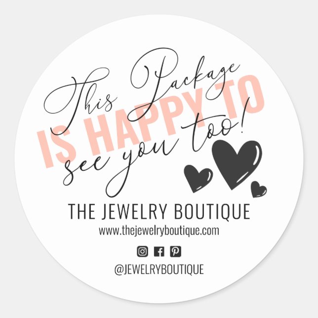 Sticker Rond Ce paquet est heureux de vous voir Too Hearts Etsy (Devant)