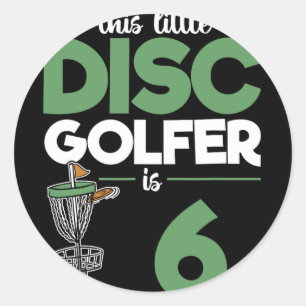 Sticker Rond Ce petit golfeur de disque a 6 ans Disc Golf Ki d'