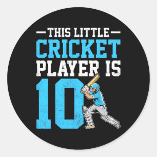 Sticker Rond Ce petit joueur de cricket a 10 ans 10e Bi