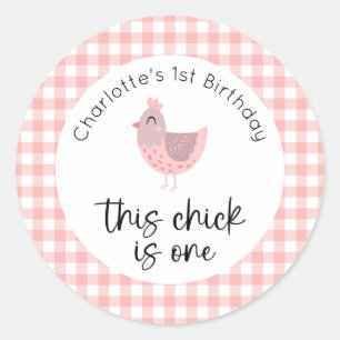 Sticker Rond Ce poussin est un 1er anniversaire