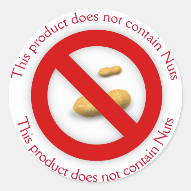 Sticker Rond Ce produit ne contient pas de noix (Devant)
