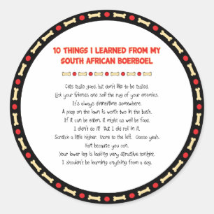 Sticker Rond Ce que j'ai appris de Boerboel sud-africain est dr