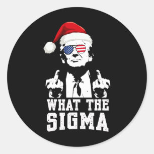 Sticker Rond Ce que Sigma Trump Père Noël drôle Mème de Noël Xm
