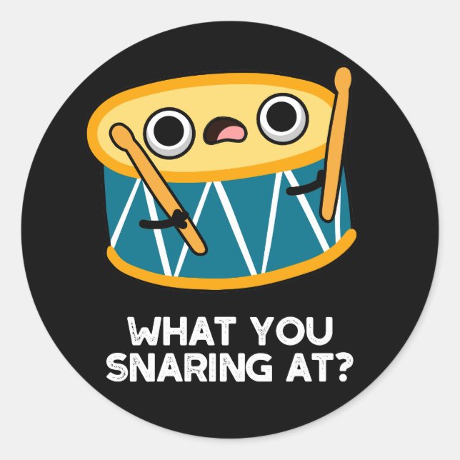 Sticker Rond Ce que vous chantez à Funny Drummer Drum Pun Dark  (Devant)