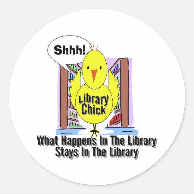 Sticker Rond Ce Qui Se Passe Dans La Bibliothèque... (Devant)