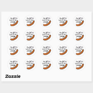 Sticker Rond Ce Type Aime Une Belle Saucisse