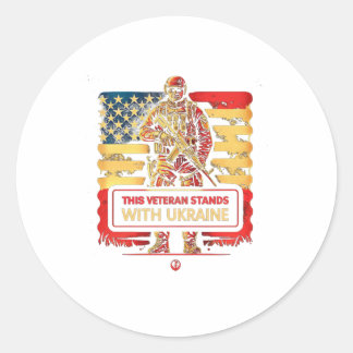 Sticker Rond Ce vétéran se tient avec l'Ukraine Soutenez l'Ukra