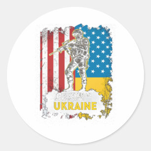 Sticker Rond Ce vétéran se tient avec l'Ukraine Soutenez l'Ukra