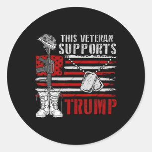 Sticker Rond Ce vétéran soutient Trump 2024 Drapeau américain 4