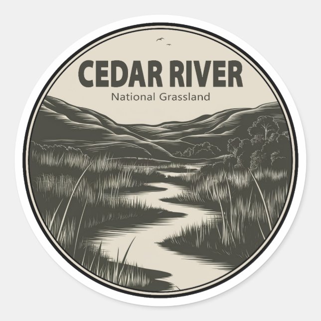 Sticker Rond Cedar River National Grassland Stream (Devant)