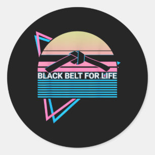 Sticker Rond Ceinture noire rétro de taekwondo karaté pour la v