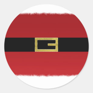 Sticker Rond Ceinture rouge de Père Noël & Noël en fourrure bla