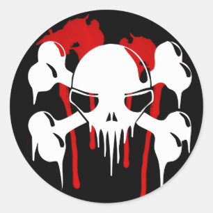 Sticker Rond celabrations de Halloween de crâne et d'os