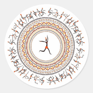 Sticker Rond Célébration/Danse folklorique africaine Motif Desi