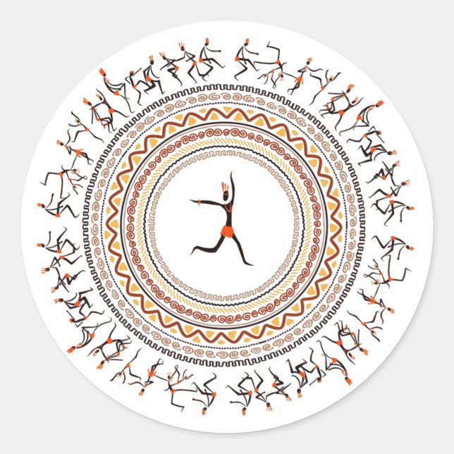Sticker Rond Célébration/Danse folklorique africaine Motif Desi (Devant)