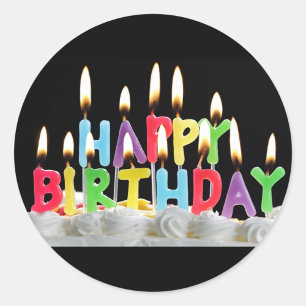 Sticker Rond Célébration de bougie d'anniversaire colorée