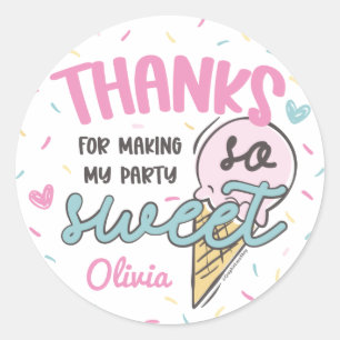 Sticker Rond Célébration de crème glacée douce Merci d'anni