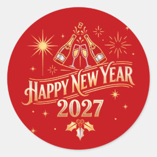 Sticker Rond Célébration de la nouvelle année 2027