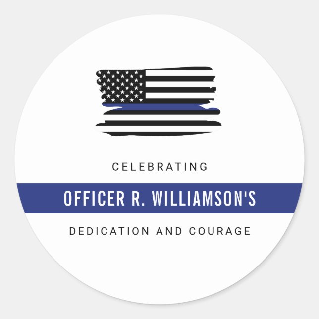Sticker Rond Célébration de la retraite de la police personnali (Devant)