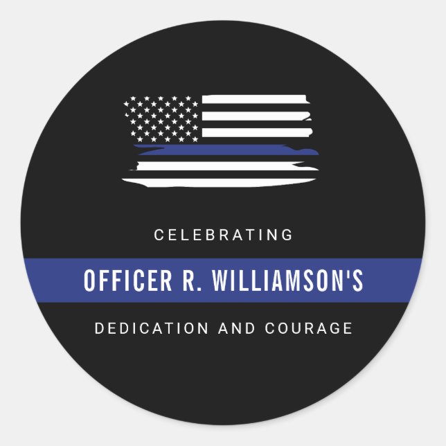 Sticker Rond Célébration de la retraite de la police personnali (Devant)