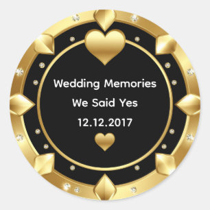 Sticker Rond Célébration de mariage au cœur d'or 🖤 ✨