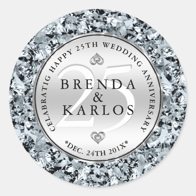 Sticker Rond célébration du 25e anniversaire du mariage (Devant)
